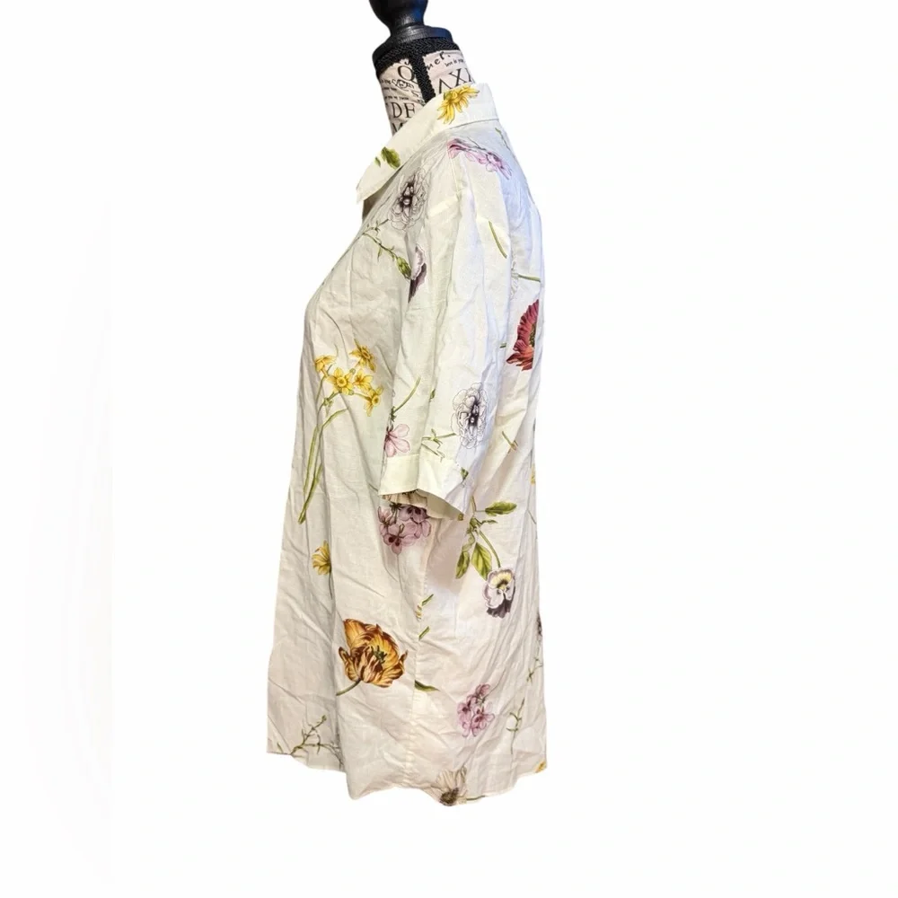 Gucci Cream Floral Short-Sleeve Button-Down Shirt